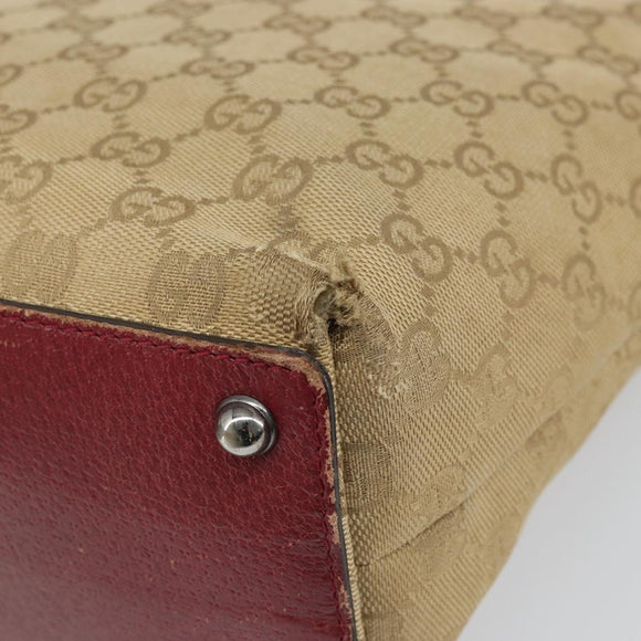 GUCCI GG Canvas Tote Bag Beige Silver 120840 Auth ep13283
