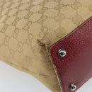 GUCCI GG Canvas Tote Bag Beige Silver 120840 Auth ep13283-16