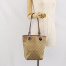 GUCCI GG Canvas Tote Bag Beige Silver 120840 Auth ep13283-22