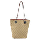 GUCCI GG Canvas Tote Bag Beige Silver 120840 Auth ep13283-2