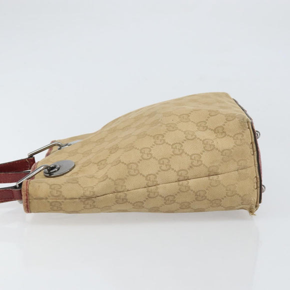 GUCCI GG Canvas Tote Bag Beige Silver 120840 Auth ep13283