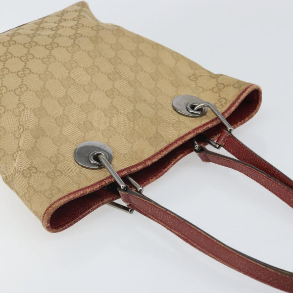 GUCCI GG Canvas Tote Bag Beige Silver 120840 Auth ep13283