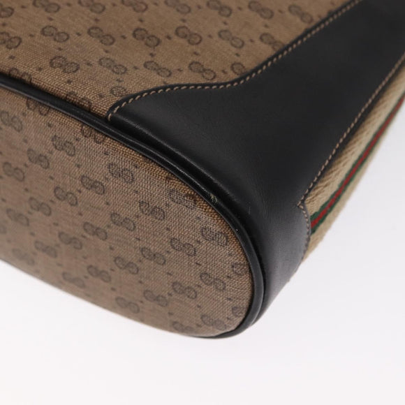 GUCCI Micro GG Supreme Web Sherry Line Bag PVC Beige Silver Auth ep13285