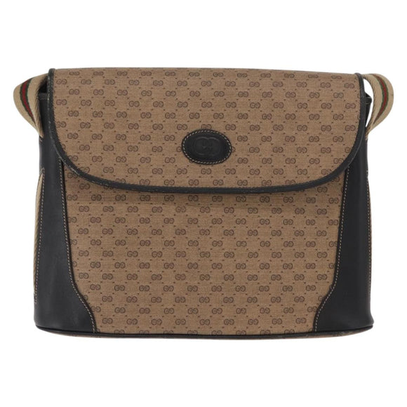 GUCCI Micro GG Supreme Web Sherry Line Bag PVC Beige Silver Auth ep13285