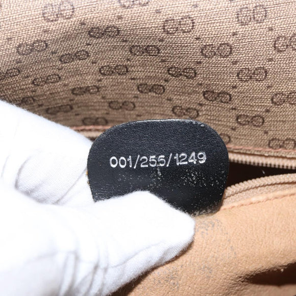 GUCCI Micro GG Supreme Web Sherry Line Bag PVC Beige Silver Auth ep13285