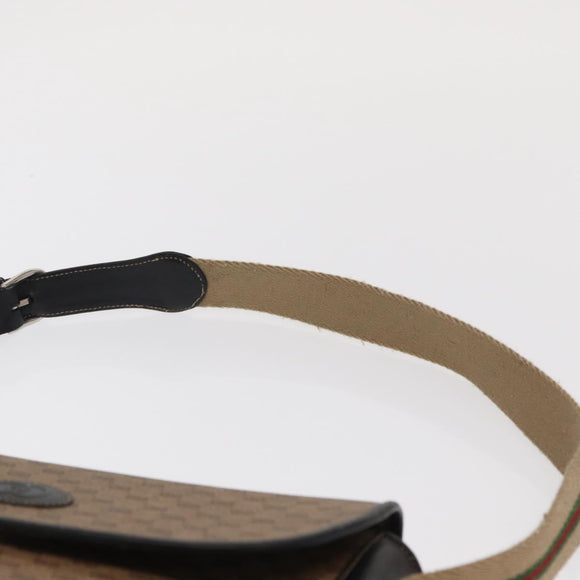 GUCCI Micro GG Supreme Web Sherry Line Bag PVC Beige Silver Auth ep13285