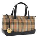 BURBERRY Nova Check Hand Bag Canvas Beige Gold Auth ep13288-1