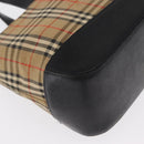 BURBERRY Nova Check Hand Bag Canvas Beige Gold Auth ep13288-10