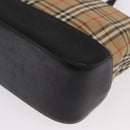 BURBERRY Nova Check Hand Bag Canvas Beige Gold Auth ep13288-11