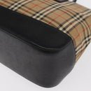 BURBERRY Nova Check Hand Bag Canvas Beige Gold Auth ep13288-13
