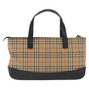 BURBERRY Nova Check Hand Bag Canvas Beige Gold Auth ep13288-3
