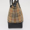 BURBERRY Nova Check Hand Bag Canvas Beige Gold Auth ep13288-4