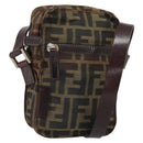 FENDI Zucca Canvas Shoulder Bag Black Brown Auth ep13292-1