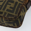 FENDI Zucca Canvas Shoulder Bag Black Brown Auth ep13292-12