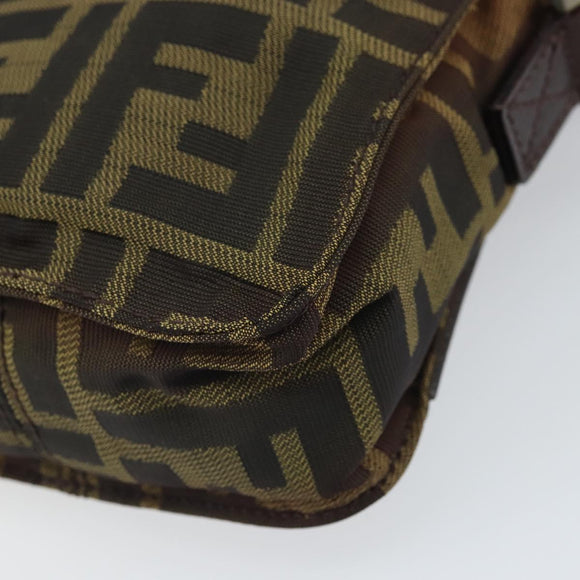 FENDI Zucca Canvas Shoulder Bag Black Brown Auth ep13292