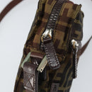 FENDI Zucca Canvas Shoulder Bag Black Brown Auth ep13292-15