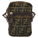 FENDI Zucca Canvas Shoulder Bag Black Brown Auth ep13292-2