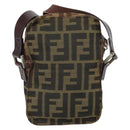 FENDI Zucca Canvas Shoulder Bag Black Brown Auth ep13292-3