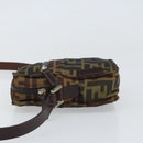 FENDI Zucca Canvas Shoulder Bag Black Brown Auth ep13292-5