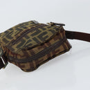 FENDI Zucca Canvas Shoulder Bag Black Brown Auth ep13292-6