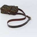 FENDI Zucca Canvas Shoulder Bag Black Brown Auth ep13292-7