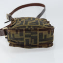 FENDI Zucca Canvas Shoulder Bag Black Brown Auth ep13292-9