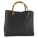 GUCCI Bamboo Hand Bag Leather Black Gold 002 123 0260 Auth ep13295-1
