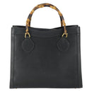 GUCCI Bamboo Hand Bag Leather Black Gold 002 123 0260 Auth ep13295-2