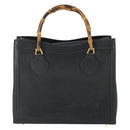 GUCCI Bamboo Hand Bag Leather Black Gold 002 123 0260 Auth ep13295-3