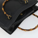 GUCCI Bamboo Hand Bag Leather Black Gold 002 123 0260 Auth ep13295-6