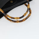 GUCCI Bamboo Hand Bag Leather Black Gold 002 123 0260 Auth ep13295-7