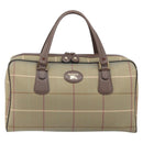 Burberrys Nova Check Boston Bag Canvas Beige Gold Auth ep13303-13