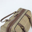 Burberrys Nova Check Boston Bag Canvas Beige Gold Auth ep13303-6