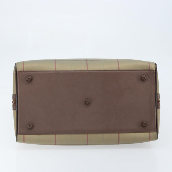 Burberrys Nova Check Boston Bag Canvas Beige Gold Auth ep13303