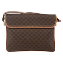 CELINE Macadam Canvas Shoulder Bag PVC Leather Brown Gold Auth ep13304-2