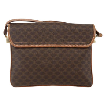 CELINE Macadam Canvas Shoulder Bag PVC Leather Brown Gold Auth ep13304 - 0