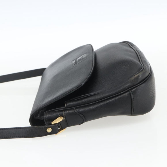 Burberrys Shoulder Bag Leather Black Gold Auth ep13305