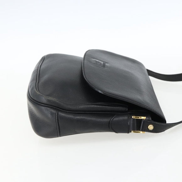 Burberrys Shoulder Bag Leather Black Gold Auth ep13305