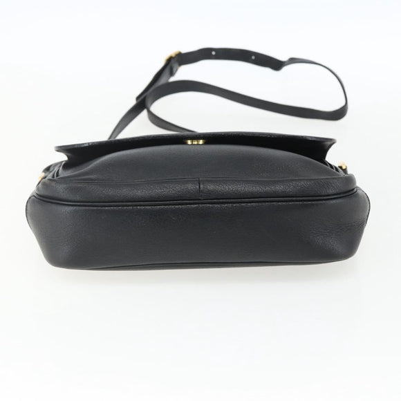 Burberrys Shoulder Bag Leather Black Gold Auth ep13305