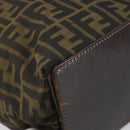 FENDI Zucca Canvas Hand Bag Black Brown Auth ep13307-14