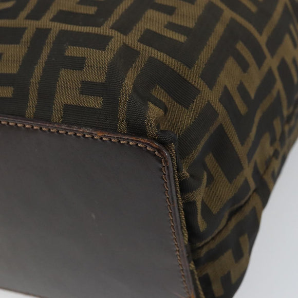 FENDI Zucca Canvas Hand Bag Black Brown Auth ep13307