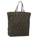 FENDI Zucca Canvas Hand Bag Black Brown Auth ep13307-1