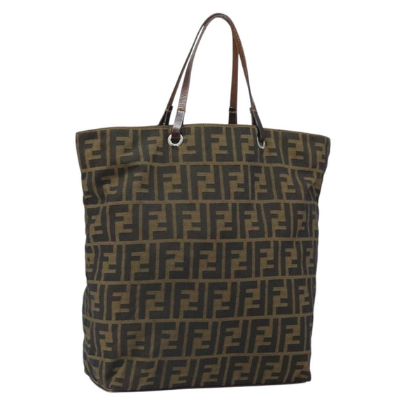 FENDI Zucca Canvas Hand Bag Black Brown Auth ep13307