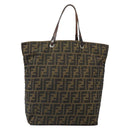 FENDI Zucca Canvas Hand Bag Black Brown Auth ep13307-13