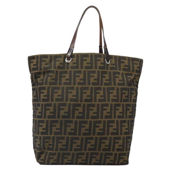 FENDI Zucca Canvas Hand Bag Black Brown Auth ep13307