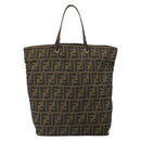 FENDI Zucca Canvas Hand Bag Black Brown Auth ep13307-2