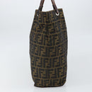 FENDI Zucca Canvas Hand Bag Black Brown Auth ep13307-3