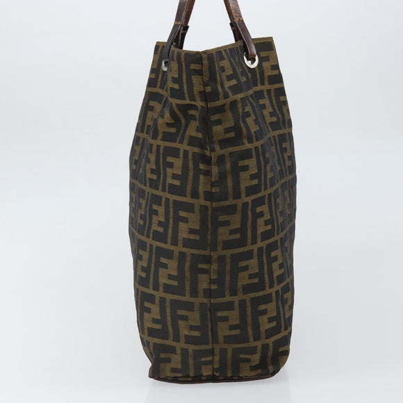 FENDI Zucca Canvas Hand Bag Black Brown Auth ep13307