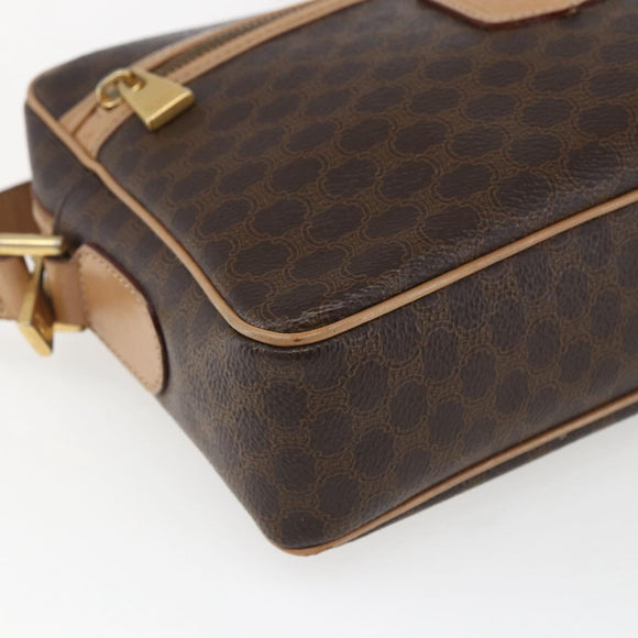 CELINE Macadam Canvas Shoulder Bag PVC Leather Brown Gold Auth ep13312