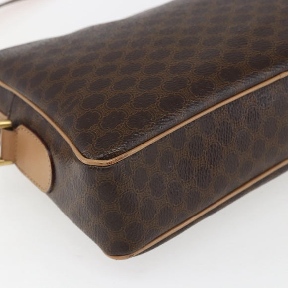 CELINE Macadam Canvas Shoulder Bag PVC Leather Brown Gold Auth ep13312